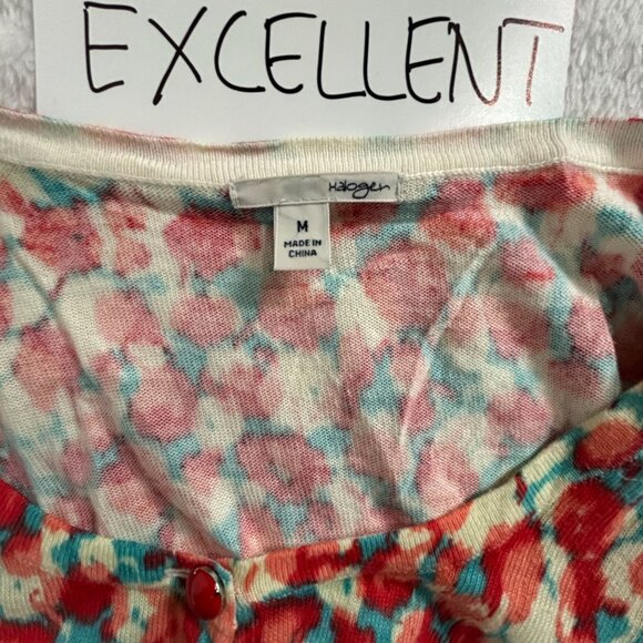 Halogen Womens Floral Button Up Cardigan Sweater Medium Lightweight Multicolor - Picture 4 of 9